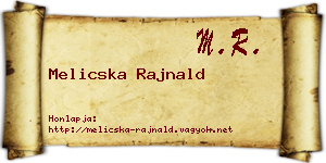 Melicska Rajnald névjegykártya